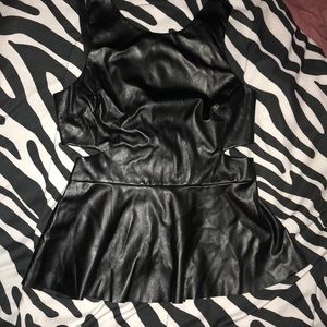 Black leather blouse with small cut out on sides
